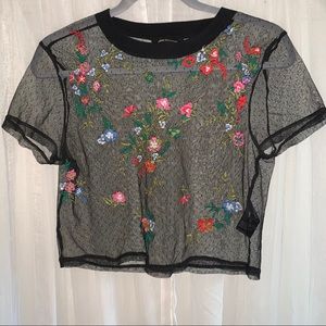Urban Outfitters Mesh Floral Crop Top
